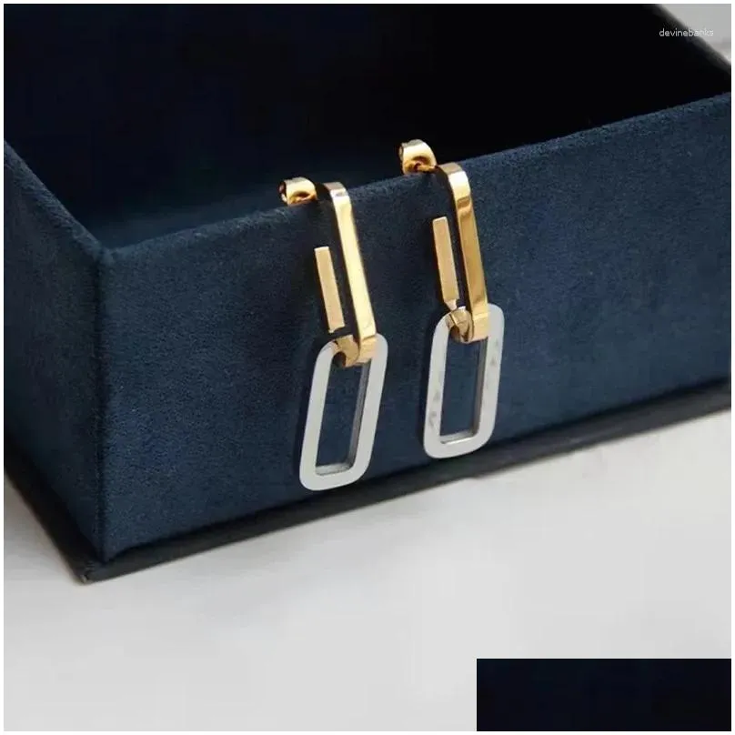 dangle earrings smooth surface high-end for women stainless steel drop post studs classic luxury fashion metal styles gifts c1094