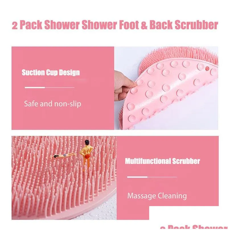 silicone body scrubber shower foot scrubber mat massage foot and back washing brush wall mounted foot massage mat bathroom anti-slip