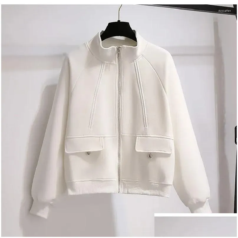 women`s jackets 2024 spring autumn jacket coat korean casual cropped zipper outwear female tops sweatshirt student coats 3xl