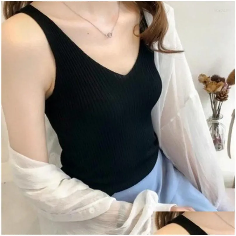 women`s tanks summer knitted sleeveless tank top women sexy solid slim white vest fashion flexible camisole female