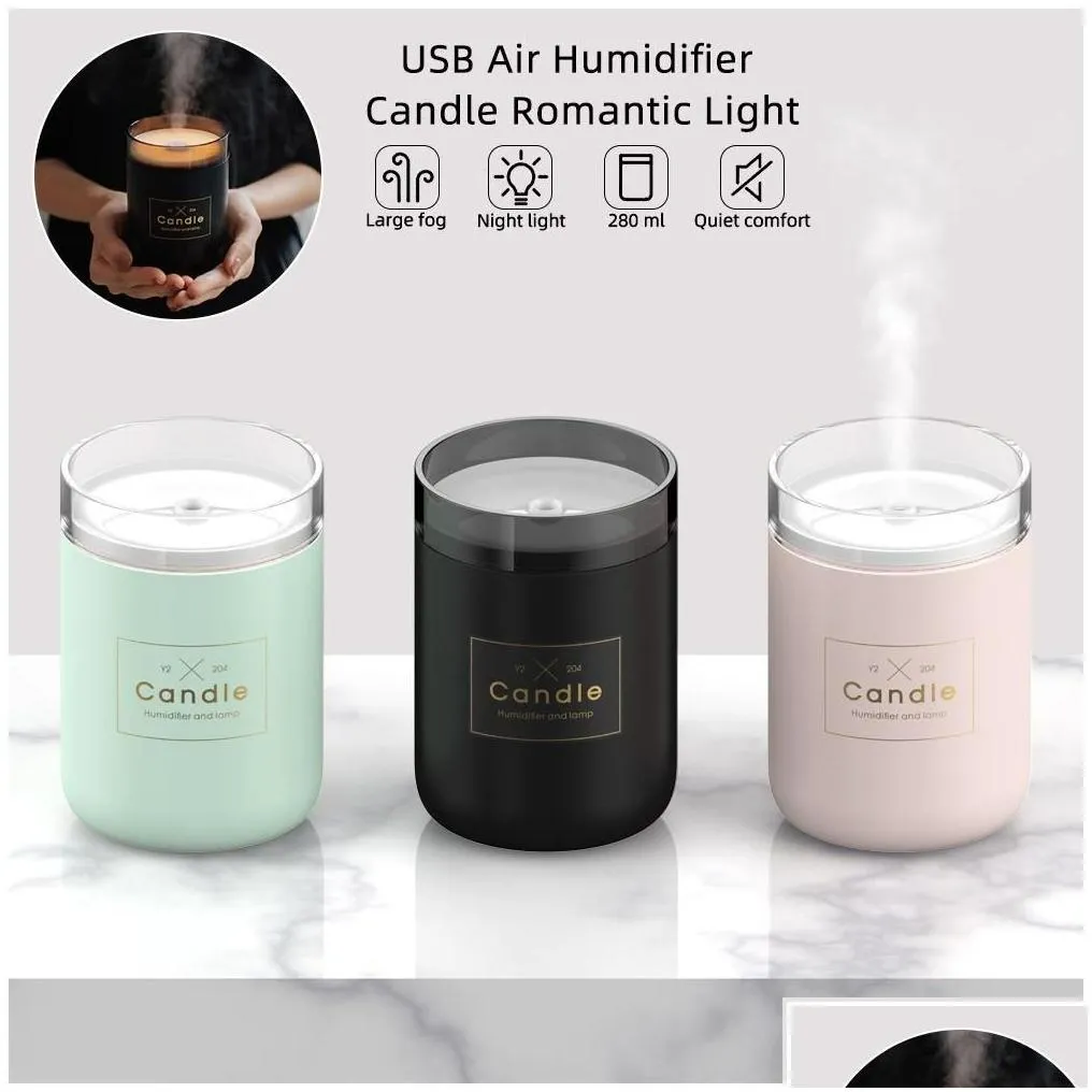 aromatherapy drop ship epack candle air humidifier romantic trasonic soft light usb essential oil diffuser car purifier aroma anion mi
