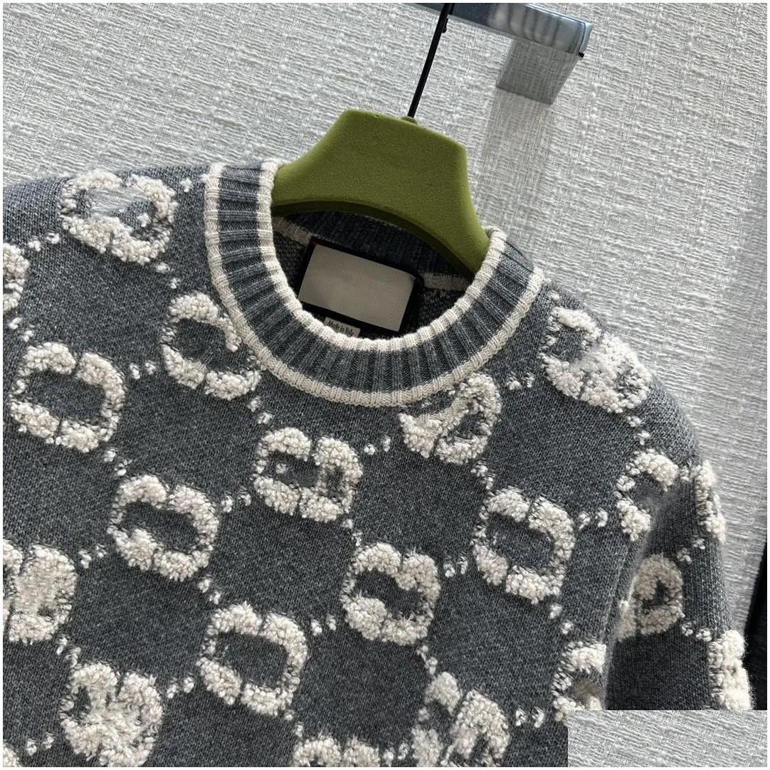 2023 new autumn winter milan runway sweaters o neck short sleeve high end jacquard pullover women`s designer clothing 0929-1