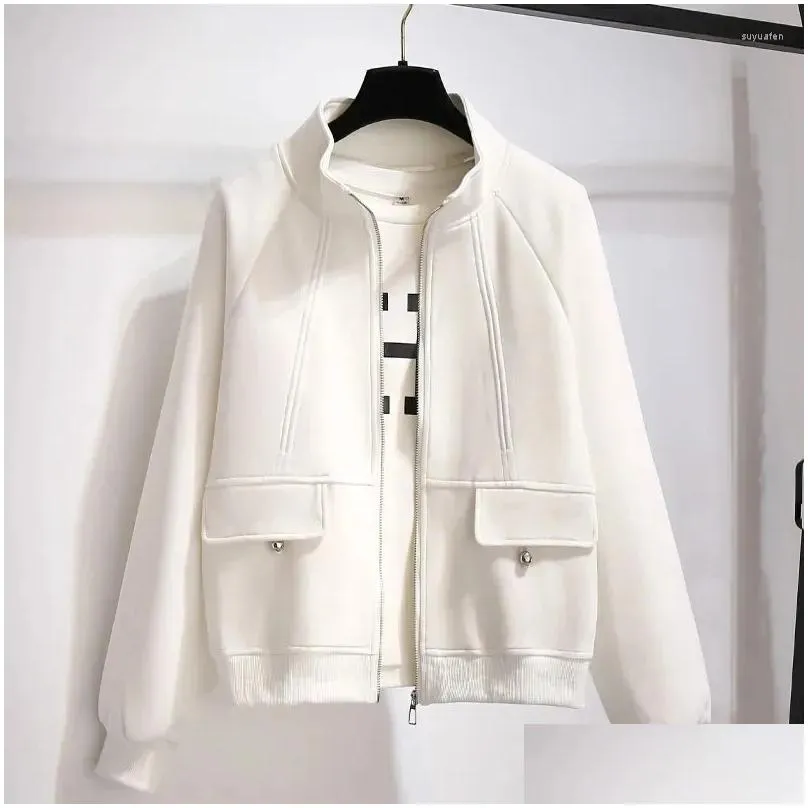women`s jackets 2024 spring autumn jacket coat korean casual cropped zipper outwear female tops sweatshirt student coats 3xl