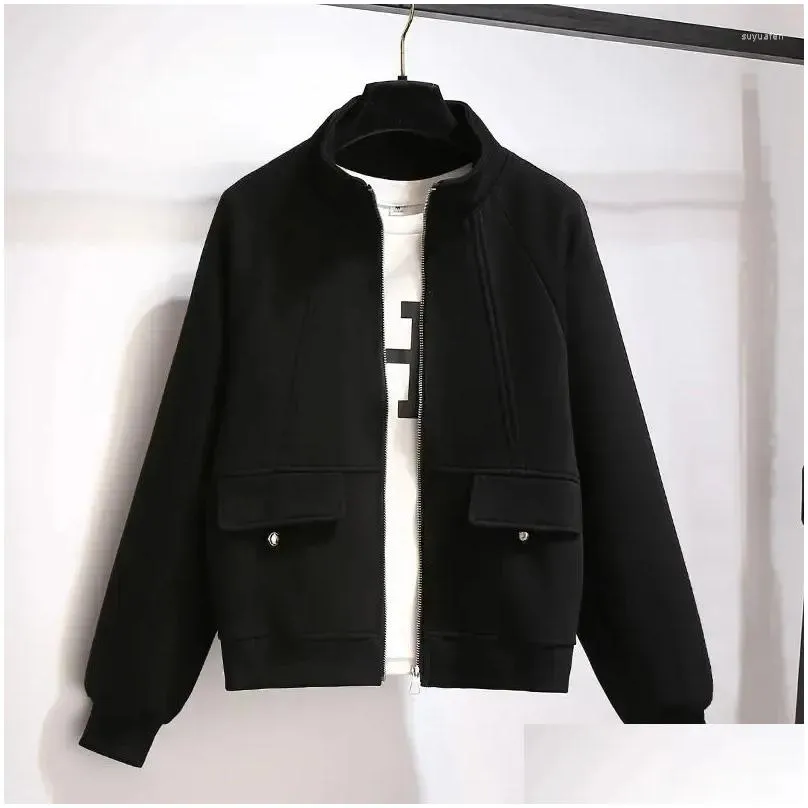 women`s jackets 2024 spring autumn jacket coat korean casual cropped zipper outwear female tops sweatshirt student coats 3xl