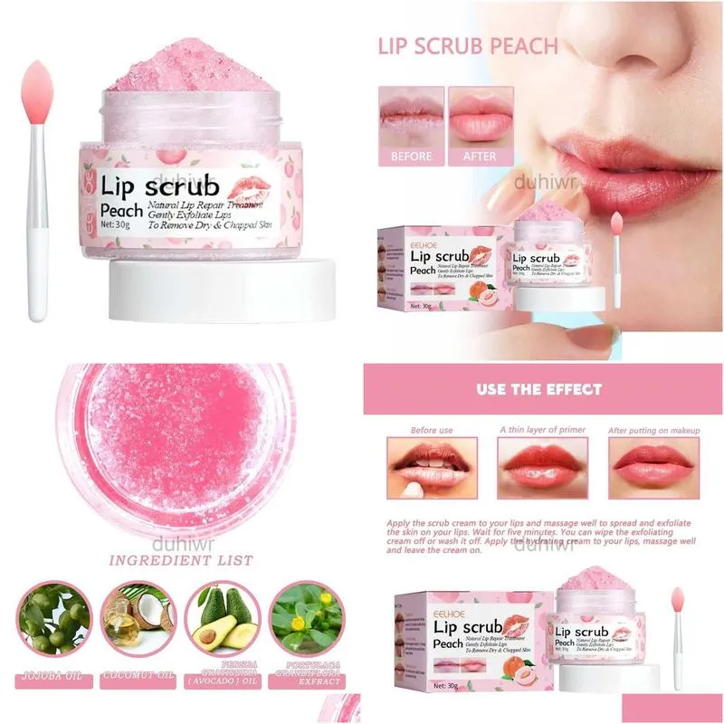 body scrubs peach lip scrub exfoliating lightening fade lip lines anti dryness removing dead skin moisturizing care makeup lip care