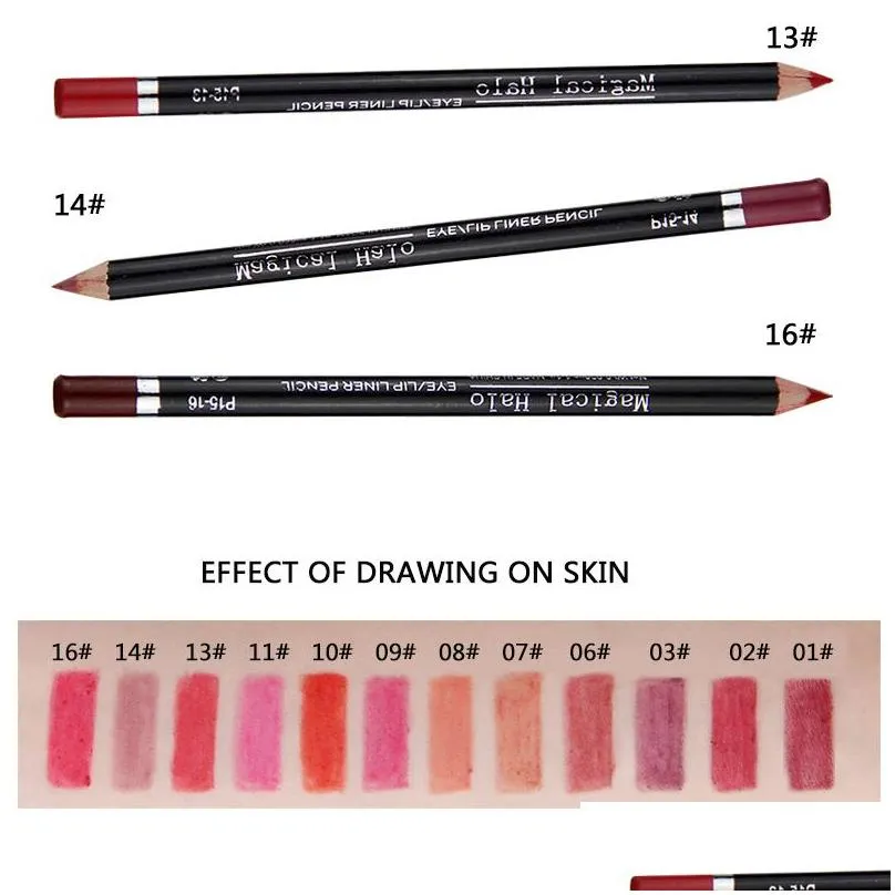 12 colors/lot waterproof lip liner pencil set lipliner contour matte lipstick pen long lasting retro red lip pencil