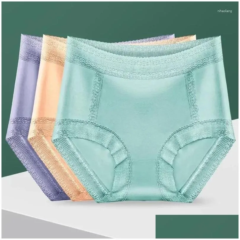 women`s panties sexy underwear girls` lingerie briefs high lace solid seamless waist cotton underpants color 4pcs