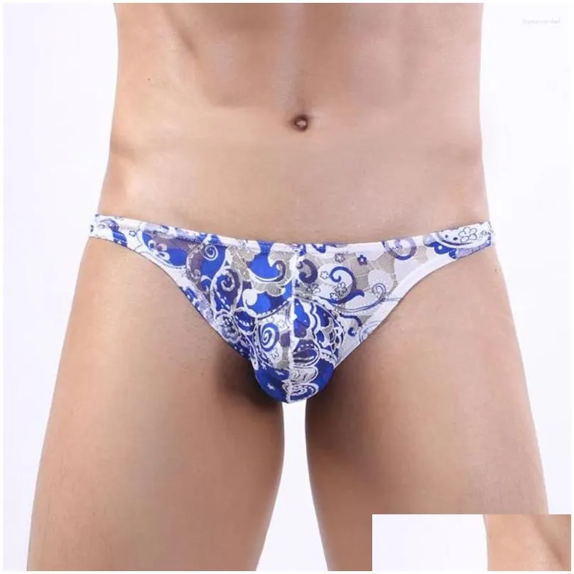 underpants mens sexy hip lift underwear ultra-thin briefs bulge pouch panties low rise bikini mesh print erotic lingerie