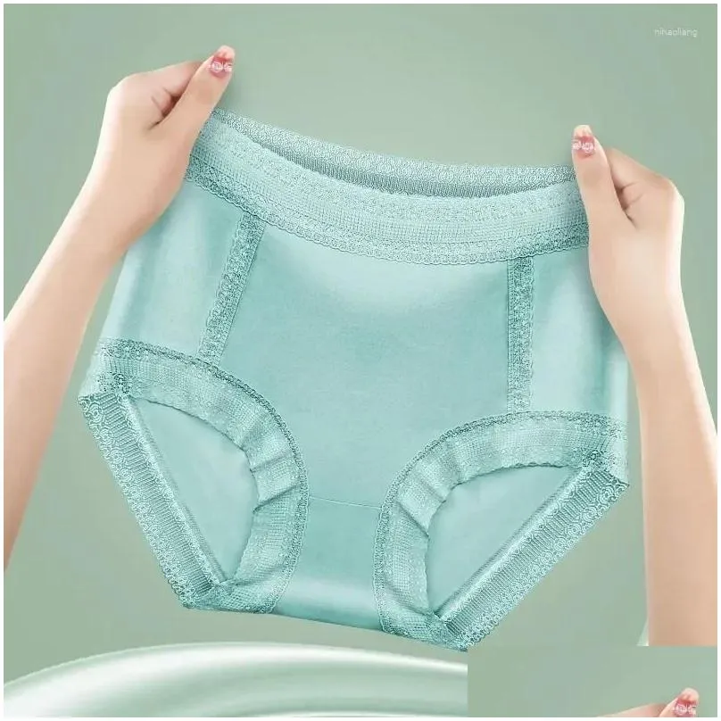 women`s panties sexy underwear girls` lingerie briefs high lace solid seamless waist cotton underpants color 4pcs
