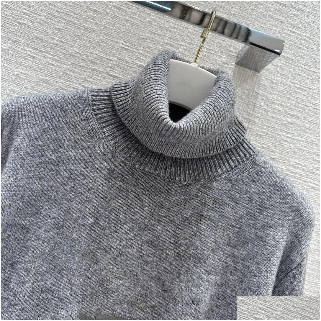 2023 new autumn winter tops milan runway sweaters turtle neck long sleeve high end jacquard pullover women`s designer clothing 1013-8