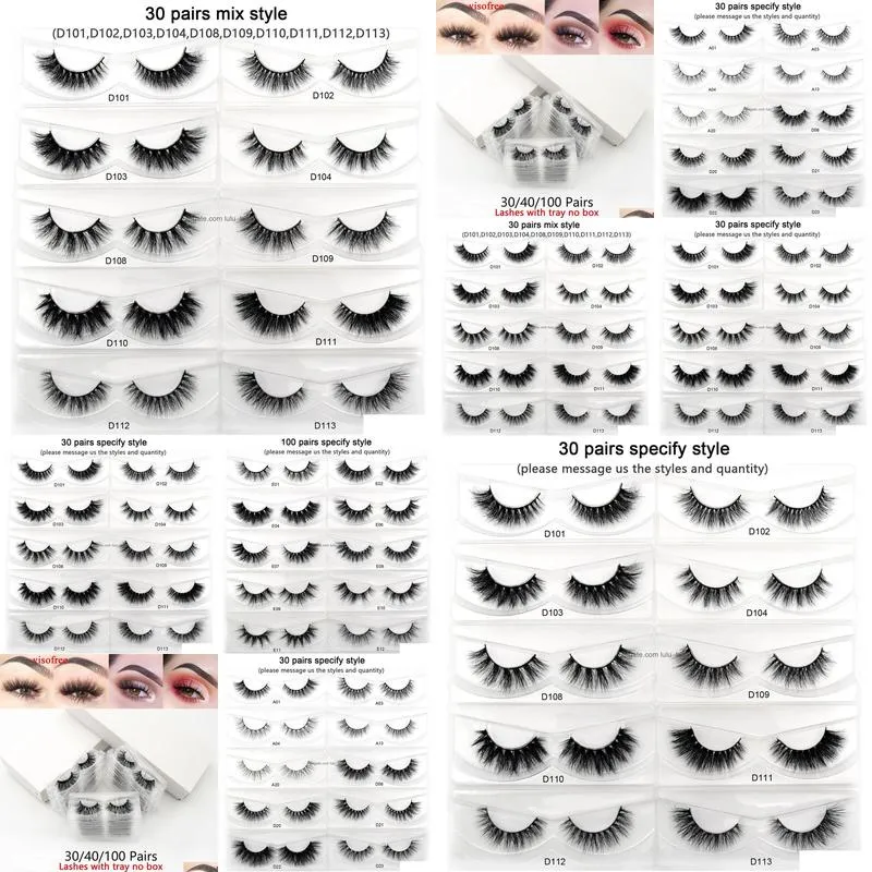 brushes viso 30/40/100 pairs 3d mink lashes with tray no box handmade full strip lashes mink false eyelashes makeup eyelashes