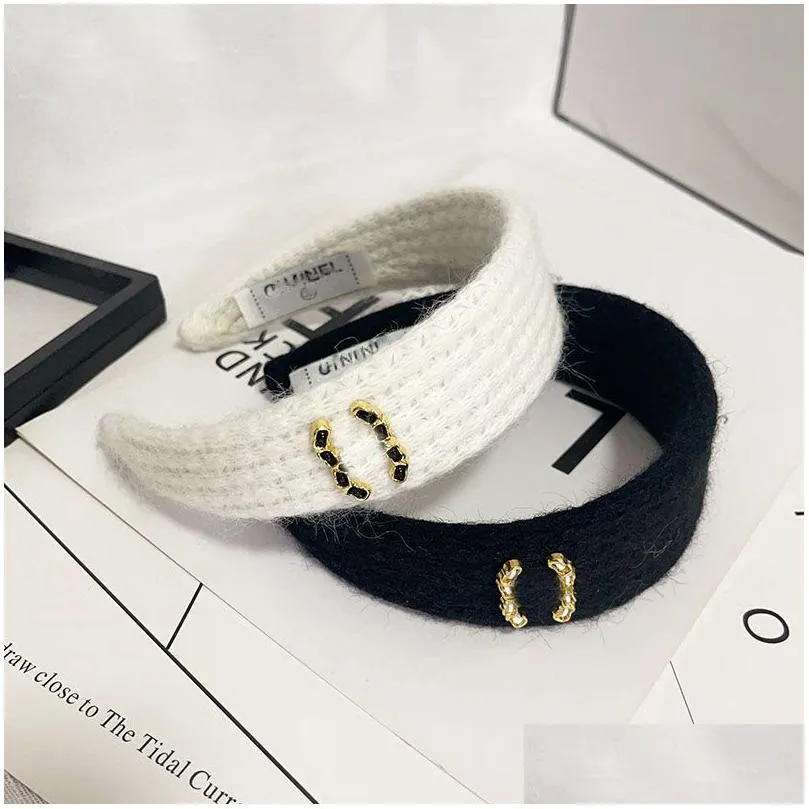 designer headbands women solid color brand letter french wide-brimmed triangle hairband fashion womens autumn sport hair hoop vintage