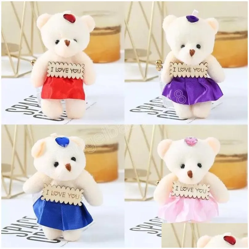 12cm cartoon bouquet bear diamond wholesale keepsakes florist bag flower doll plush toy pendant