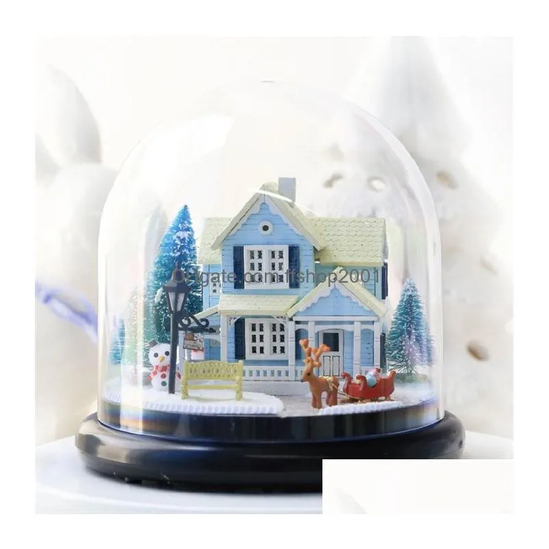 diy assemble crystal ball doll house romantic miniature dollhouse with led light birthday gift craft2428438