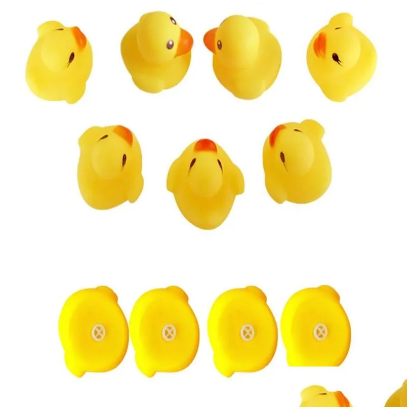 4*4*3cm baby bath toy sound rattle children infant mini rubber ducks swimming bathe gifts race squeaky duck pool fun playing toy