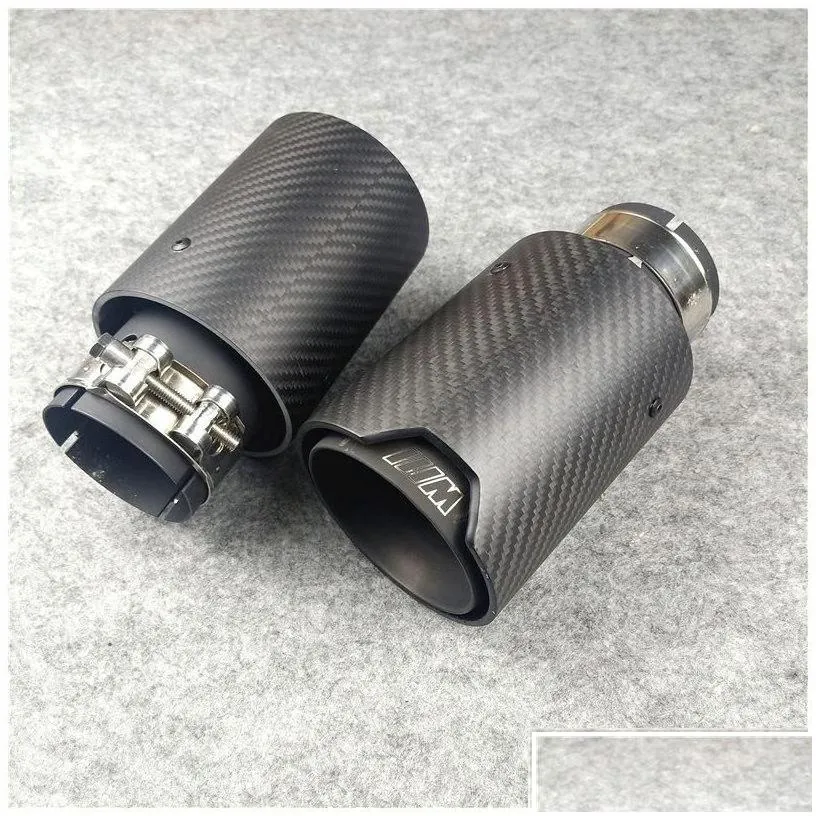 muffler inlet 6m fl matte black m performance carbon exhaust tips car tail pipes 1pcs drop delivery mobiles motorcycles parts system