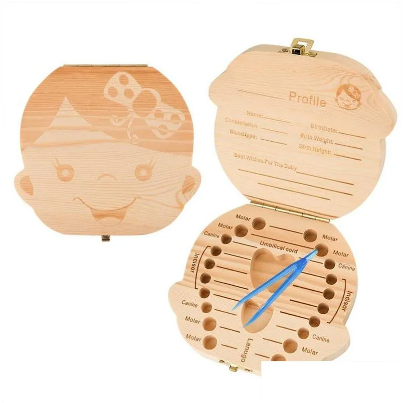 kids baby keepsakes wood tooth fairy box save milk teeth organizer storage box 2 styles dda483