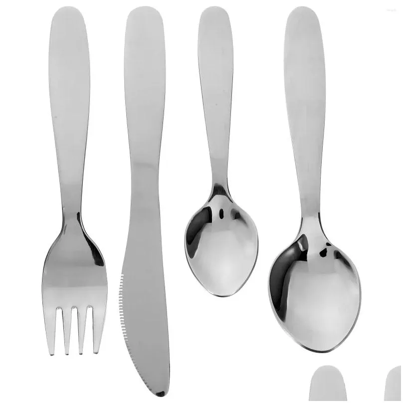 dinnerware sets tableware fork steak spoon kit children kids stainless steel silverware cutlery western flatware reusable