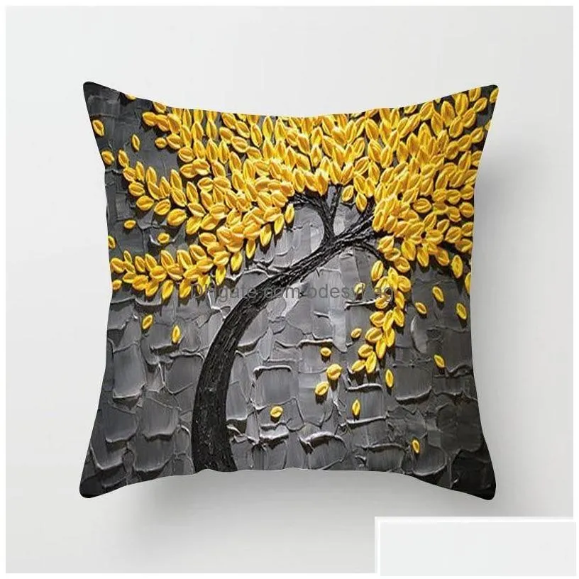 cushion/decorative pillow decorative pillow three-nsional oil painting trees flowers cotton cushion pillowcase living room shell sofa