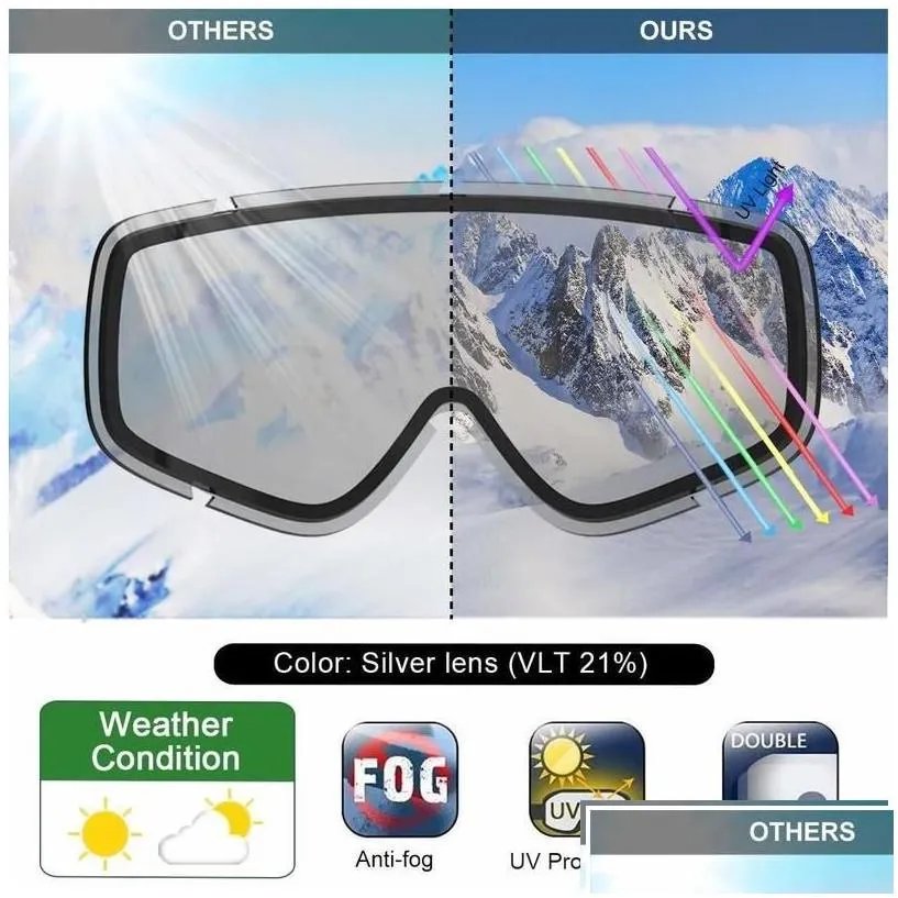 ski goggles findway aldt anti fog uv protection snow otg design over helmet compatible ing snowboarding for youth 220905 drop deliver