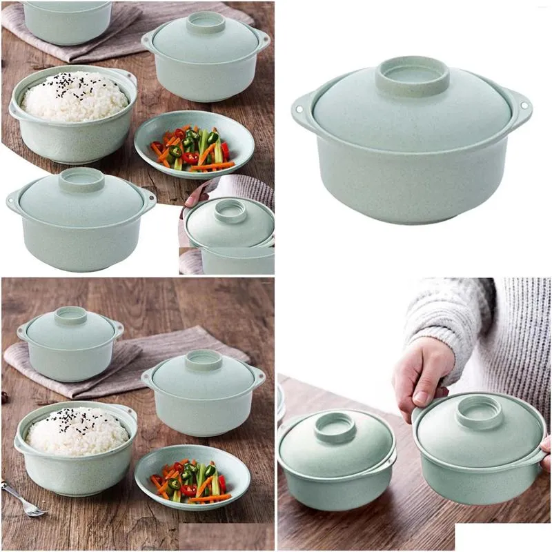 bowls green instant noodle bowl cereal soup with lid for noodles student tableware