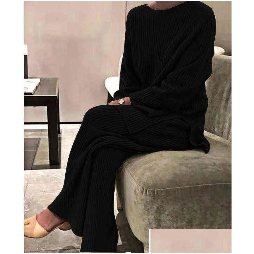 Women`S Two Piece Pants Womens Two Piece Pants Fall Clothes Loungewear Women Set 2 Pc For Long Sleeve Woman Tshirts Loose Fl Lounge D Dh52E