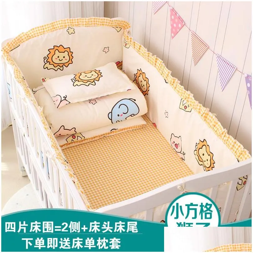 Bedding Sets 6/9Pcs Elephant Baby Bedding Set Cotton Bedroom Decor Girl Boy Crib Bed Linens Bumper 120X60/120X70Cm 220526 Drop Deliver Dhhg6