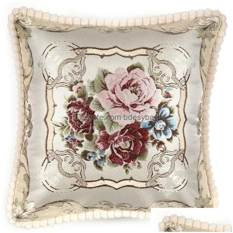 cushion/decorative pillow fashion embroidery cushion ers pillow cases bead string jacquard pillowcase throw for car living office bedr