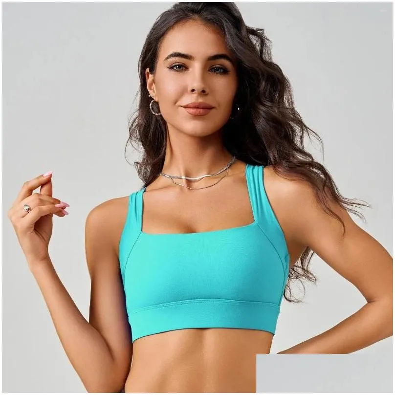 yoga outfit sexy adjustable backless women fitness bra square collar running sports top wide shoulder strap gym training underwear