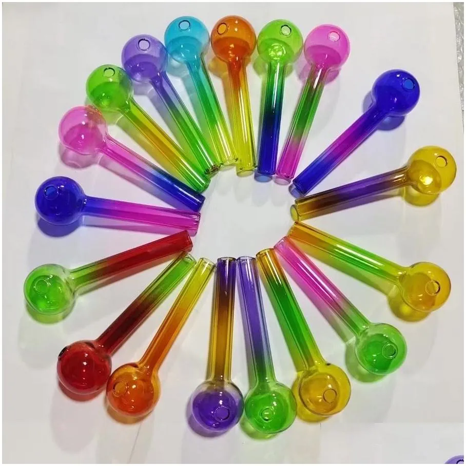 wholesale glass oil burner pipe cheap 4inch rainbow pyrex colorful quality great tube tubes nail tips smoking pipe