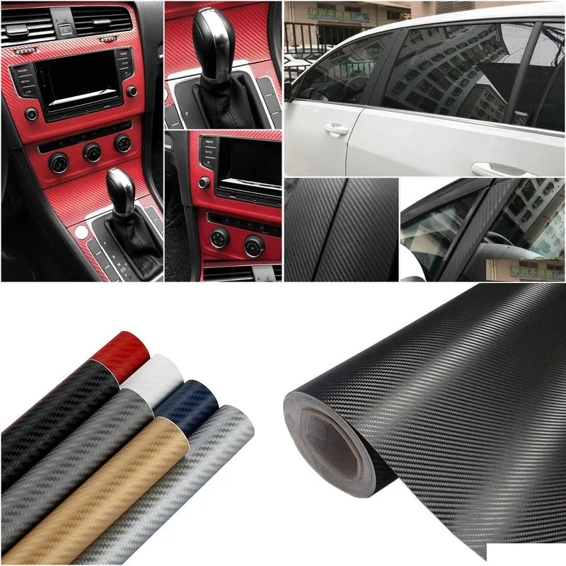 new 30cmx127cm 3d carbon fiber vinyl car wrap sheet roll film car stickers and decals motorcycle car styling accessories automobiles