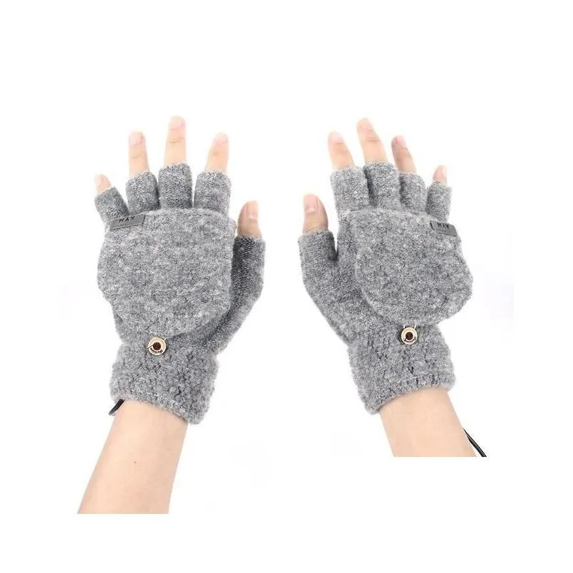 ski gloves usb heated knitted heating battery powered outdoor 5v knitting sports winter warmer motorcycle5890367