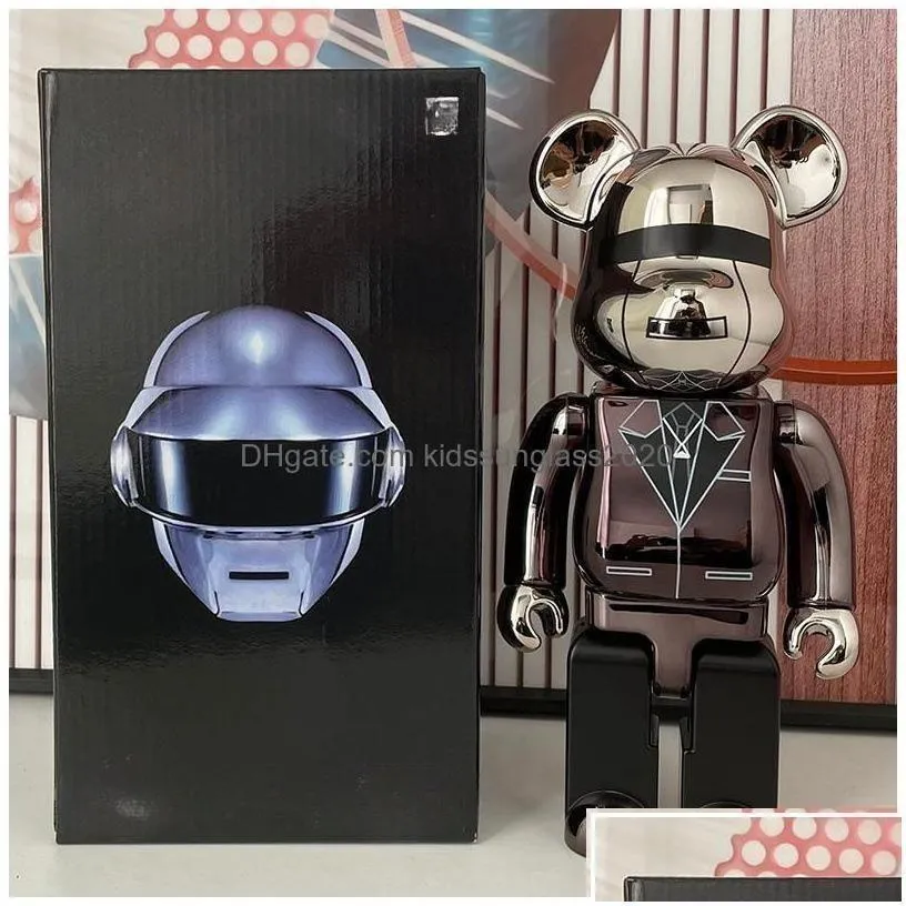 Action & Toy Figures Action Toy Figures Bearbrick Daft Punk 400 Joint Bright Face Violence Bear 3D Original Ornament Gloomy Statue Mod Dhdnl