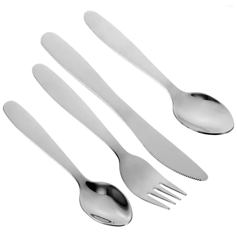 dinnerware sets tableware fork steak spoon kit children kids stainless steel silverware cutlery western flatware reusable