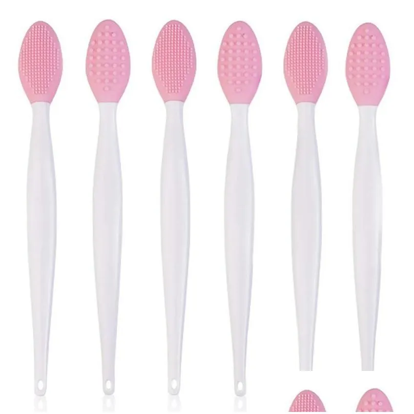 makeup brushes 50pcs exfoliating lip brush nose cleaning double side soft silicone scrub tool & blackhead remove brushmakeup