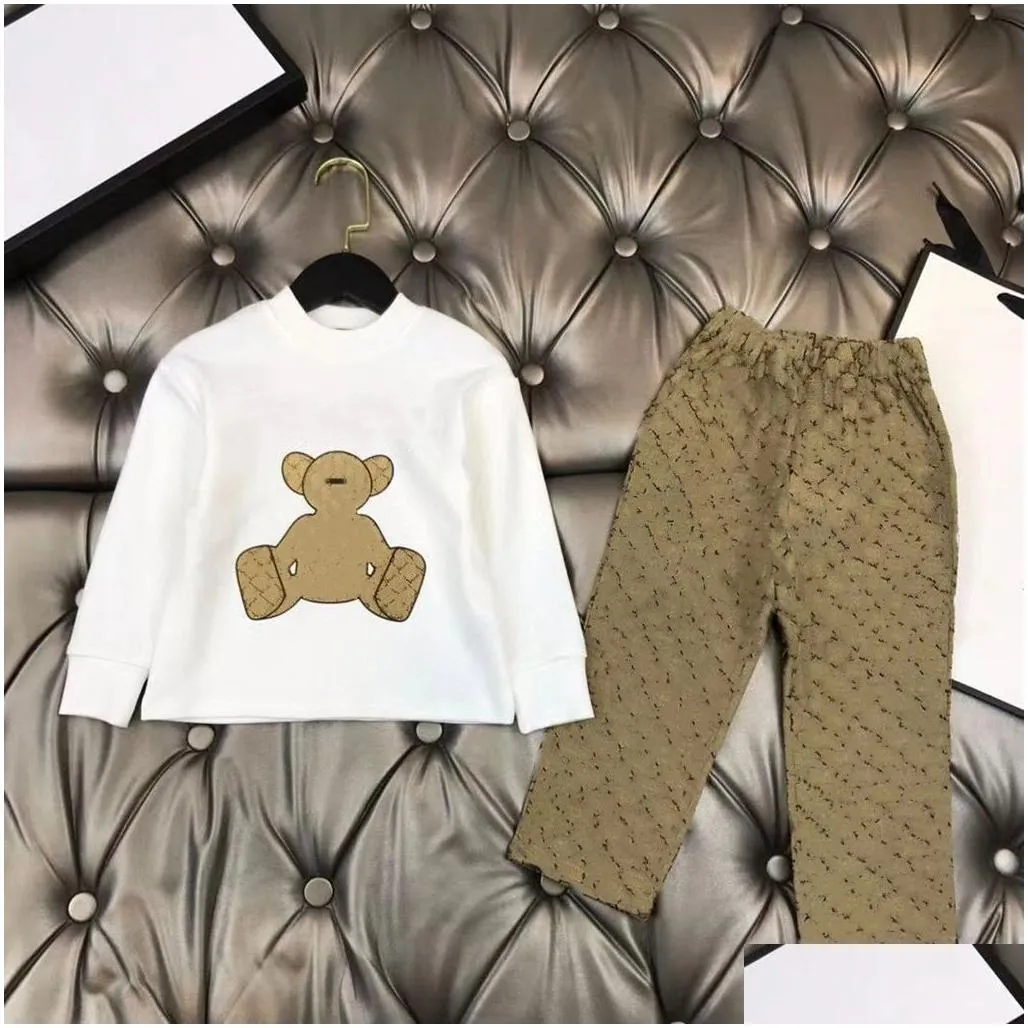 2024 g clothing sets new designer brand 2-12 years old baby t-shirts boys girls kids suits spring and autumn children sweater tops cotton tees kids 2 colors