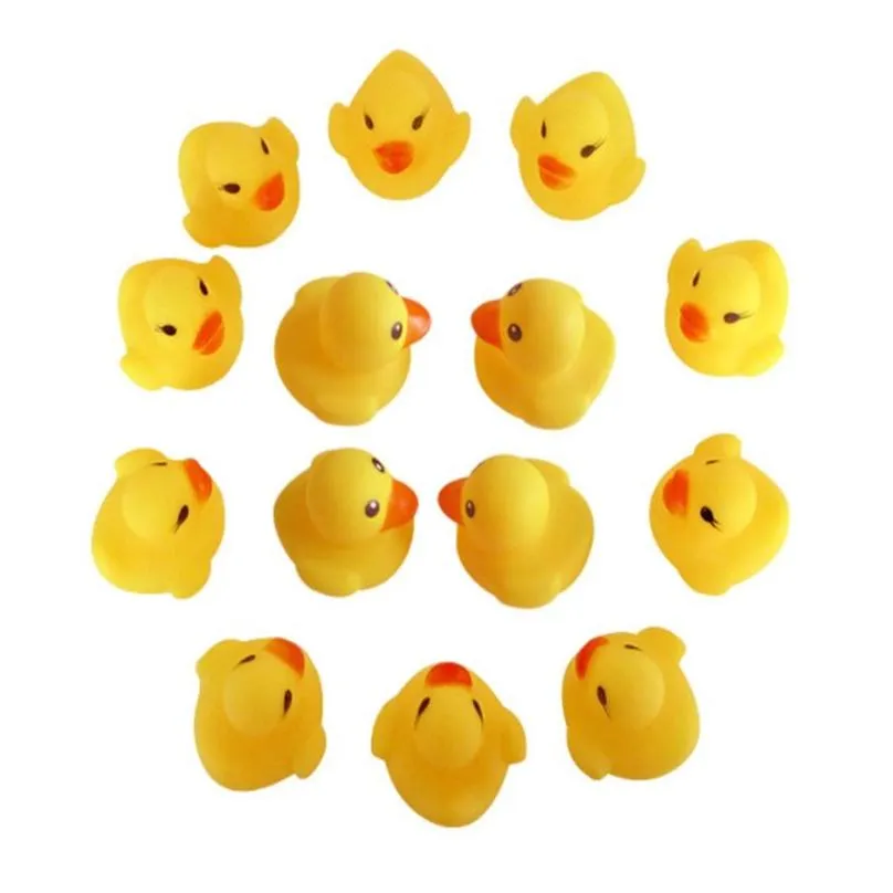 4*4*3cm baby bath toy sound rattle children infant mini rubber ducks swimming bathe gifts race squeaky duck pool fun playing toy