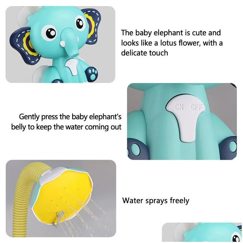 bath toys baby bath toys electric elephant with sucker shower head with adjustable sprinkler baby bathtub spray water toy for toddler gift