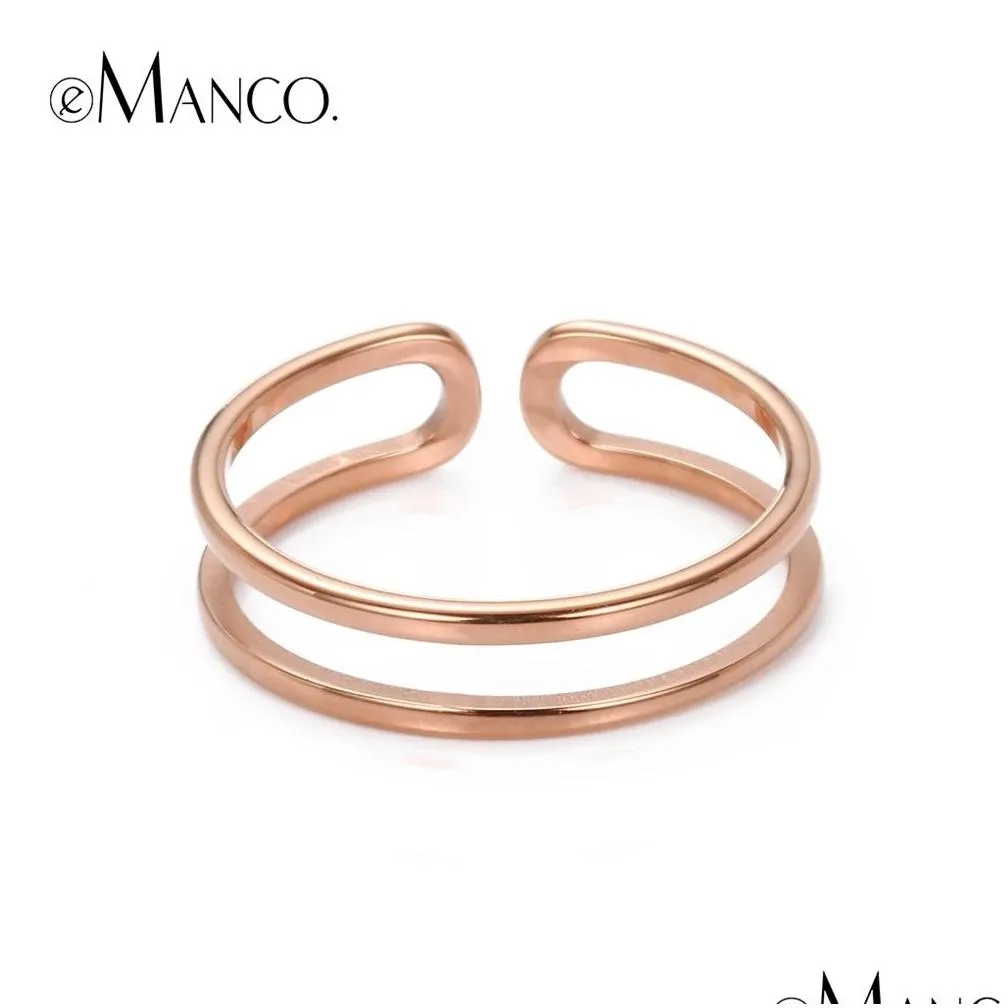 stainless steel rings for women open adjustable double layer rings in gold color for wedding anniversary gifts y200323