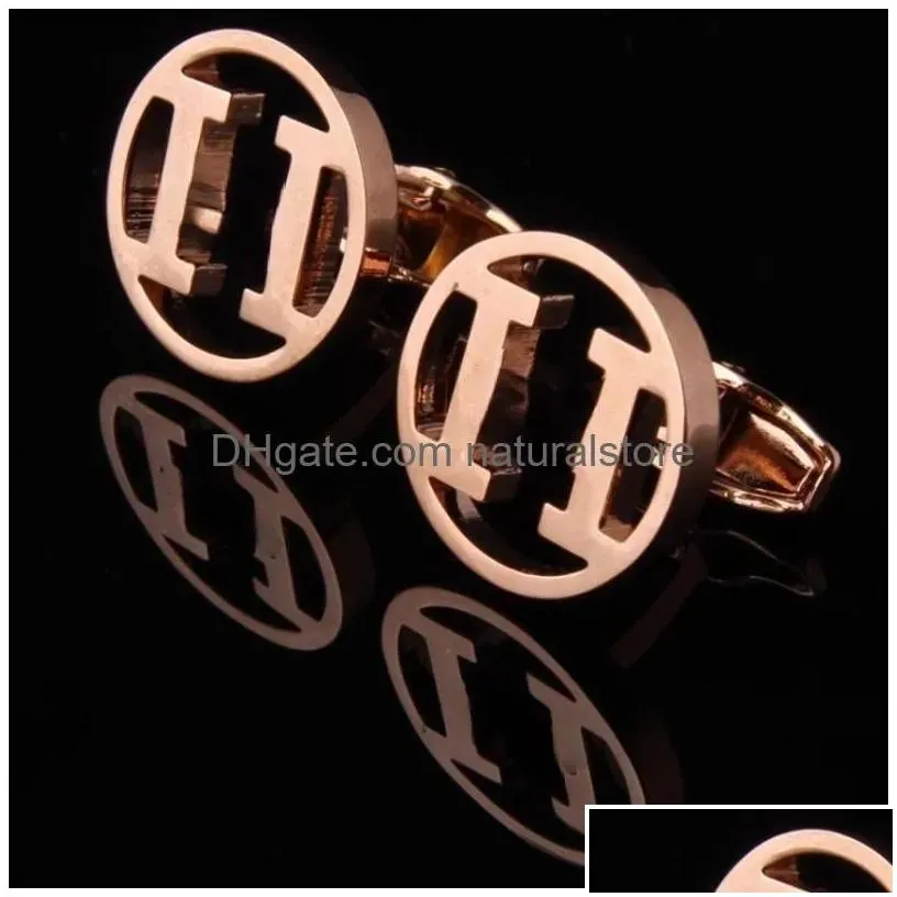 cuff links oval h stainless steel cufflinks sier mens jewelry for business sports gifts