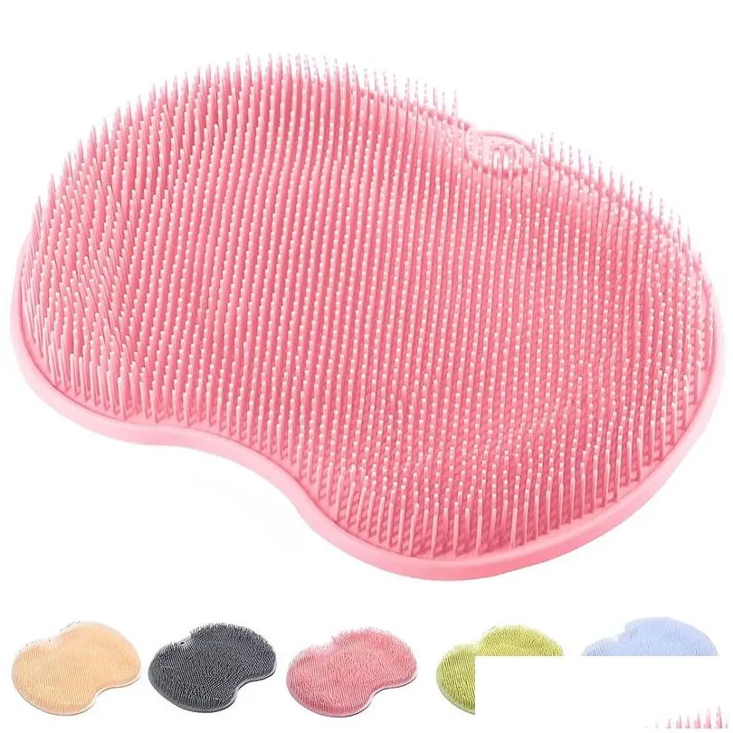 silicone body scrubber shower foot scrubber mat massage foot and back washing brush wall mounted foot massage mat bathroom anti-slip