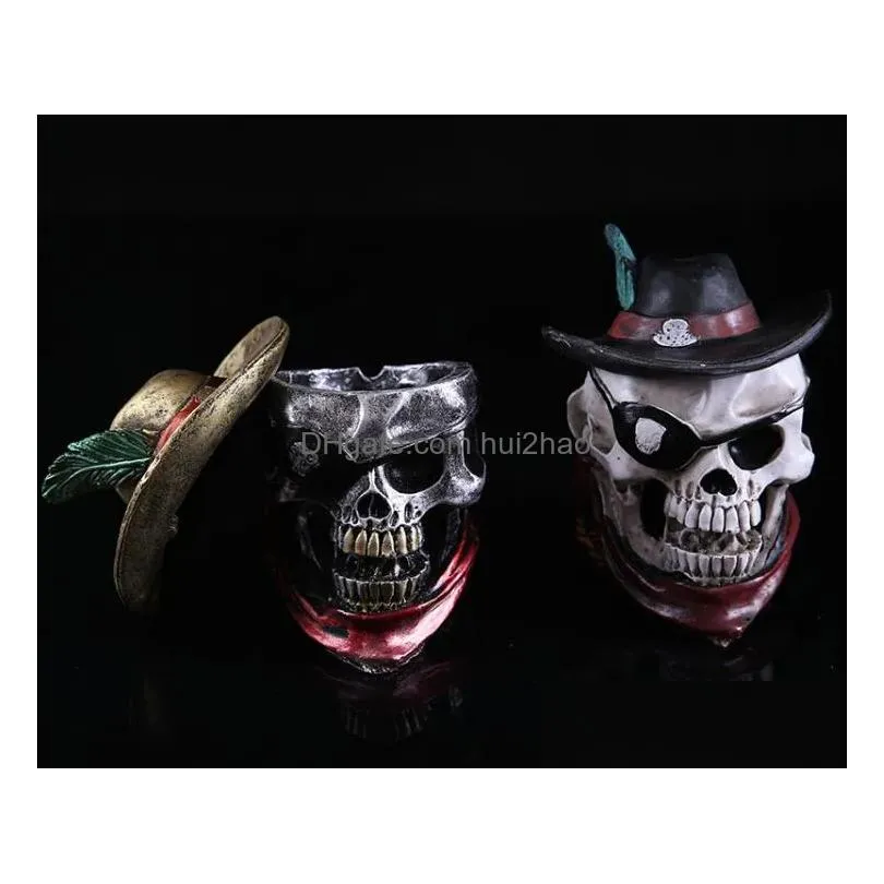 pirate modeling resin ashtray---- oil rig glass bongs water pipe thick pyrex mini heady liquid sci water pipe color random delivery