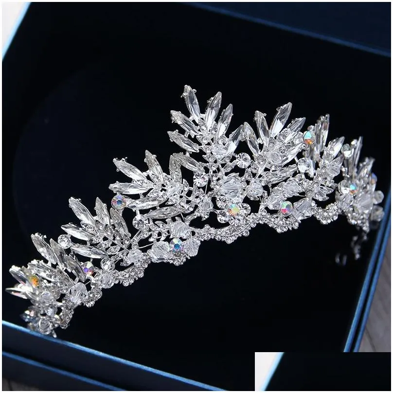 baroque bronze black red crystal beads bridal tiaras diadem pageant crown for bride headband wedding hair accessories y200409