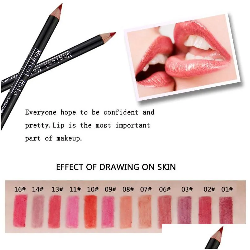 12 colors/lot waterproof lip liner pencil set lipliner contour matte lipstick pen long lasting retro red lip pencil