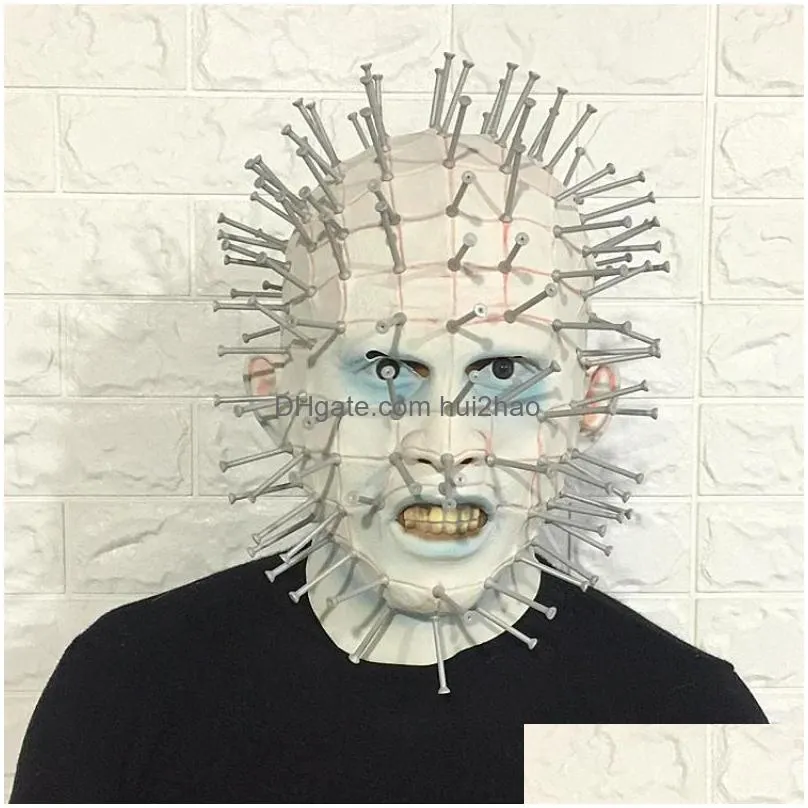 hellraiser pinhead horror mask party carnival mascaras head nail man movie cosplay mask halloween latex scary masks spoof props