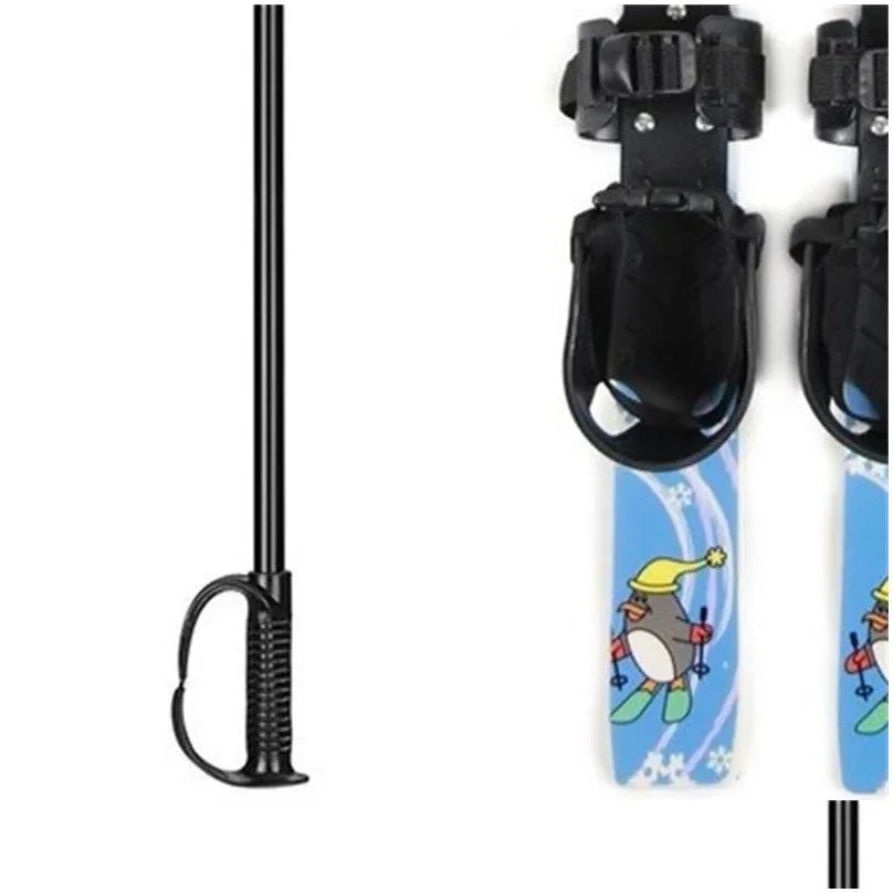 snowboards outdoor sports young children ski set blue cartoon pattern 68*6cm snowboard bindings with ski pole birthday gifts skiing tools lo031