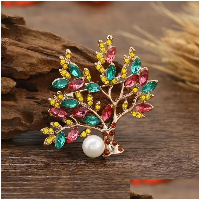 brooches fashion high-grade rhinestone tree brooch of life with cystal temperament jewelry for women