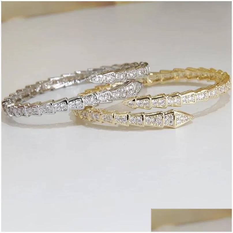 cuff classic snake crystal open bangles bracelets for women fashion brand jewelry punk style animal chunky bangles 231116