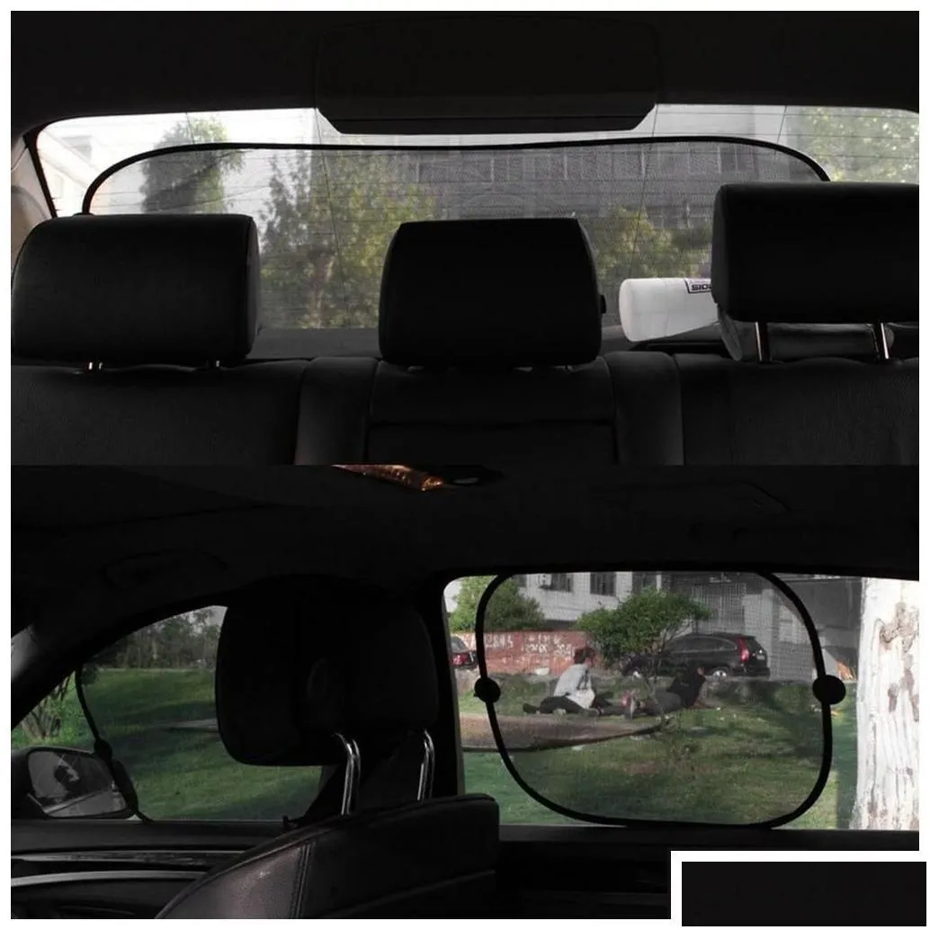 car sunshade 5pcs/set window mesh sun visor curtain with suction cup front rear side windows shade windshield ers for kids drop delive