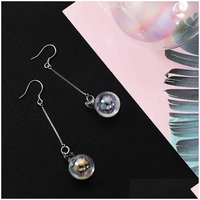 925 sterling silver long tassel unique crystal ball dangle earrings for women fashion blossom jewelry 210707